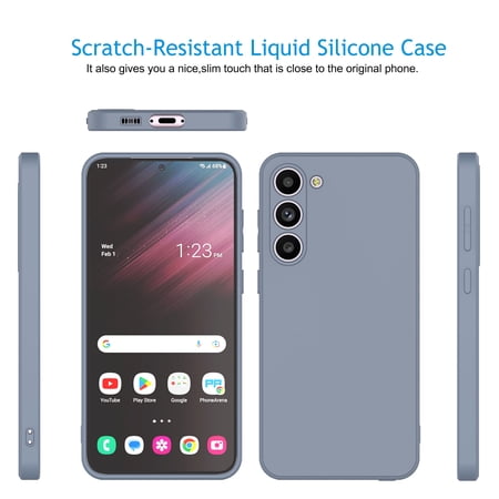Cell Phone Basic Cases for Galaxy S24,S24 Plus,S24 Ultra, Liquid Silicone Gel Rubber Shockproof Case Ultra Thin Slim Matte Surface Cover for Samsung Galaxy S24 (Gray)