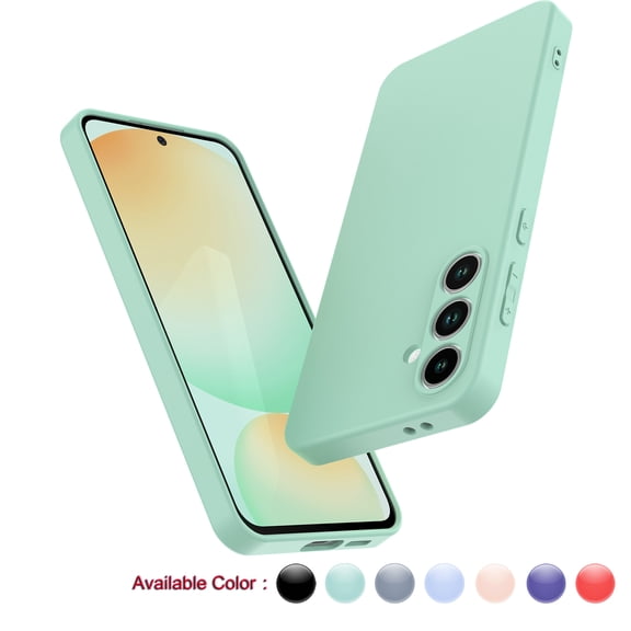 Cell Phone Basic Cases for Samsung Galaxy S24 FE 5G 2024, Liquid Silicone Gel Rubber Shockproof Case Ultra Thin Slim Matte Surface Cover for Galaxy S2 4FE 6.7 inch (Green)