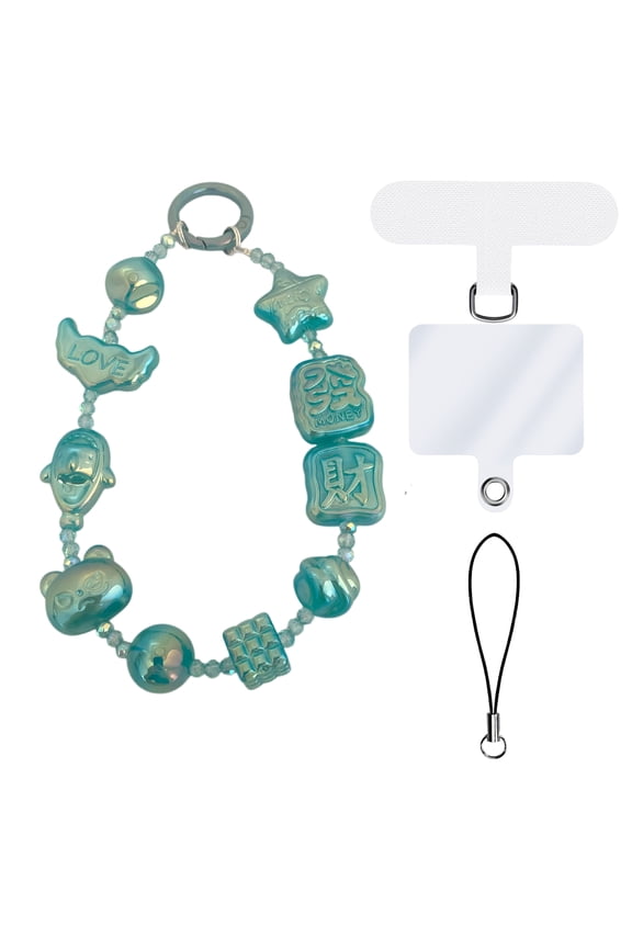 Cell Phone Beaded Acrylic Lanyard Handmade Decorative Tether Tab Phone Charms Camera Wrist Strap Cute Anti-Lost Keychain Beaded Phone Chain Kawaii Girl Gifts for