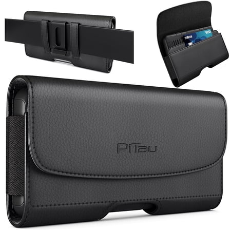 Cell Phone Belt Holder for iPhone 17, 17 Pro, 16, 15 Pro 14, 14 Pro 13 Pro, 13 12 Pro, 12, iPhone 11, XR, Premium Holster Case with Belt Clip for Men ID Card Pouch (Fits with Case on)