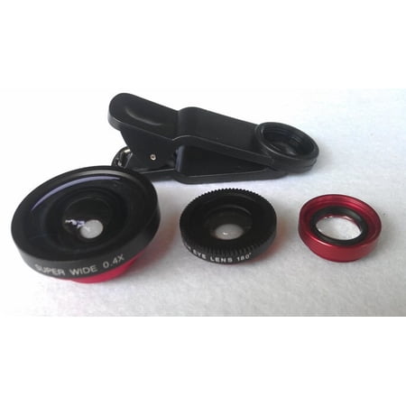 Cell Phone Camera Lens (3-in-1) .4x Super Wide Angle - 180° Fisheye - 10x Macro Lens - For iPhone, iPad, Android, Tablet, Notebook PC ML100 by Harlyn
