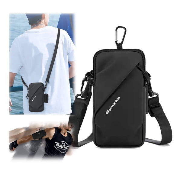 Cell Phone Carrier - Arm Band, Cross Body Bag, Holster for Men Women - Cell Phone Holder for Running Walking - Light Blue