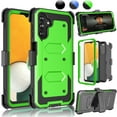 thumbnail image 1 of Cell Phone Case For Samsung Galaxy A13 5G, Heavy Duty Phone Case [Built-in Screen Protector] Rugged Swivel Holster Belt Clip Kickstand Hard Cover-Green, 1 of 9