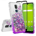 thumbnail image 1 of Cricket Debut/Vision 3/AT&T Calypso 1 & 2 (U318AA/U319AA) Liquid Glitter Phone Case Cover w/Tempered Glass Screen Protector - Clear/Purple, 1 of 5