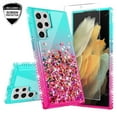 thumbnail image 1 of Samsung Galaxy S22 Ultra Case Liquid Quicksand Glitter Cute Phone Case Clear Bling Diamond Shock Protective Cover for Girls Women - Purple/Blue, 1 of 5