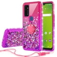 thumbnail image 1 of Cricket Dream 5G Case /Innovate 5G /AT&T Radiant Max 5G Case / Fusion 5G Case Ring Stand Liquid Glitter 360 Degree Protection Phone Case Cover w/Screen Protector - Hot Pink/Purple, 1 of 6