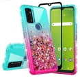 thumbnail image 1 of Cricket Dream 5G Case /Innovate 5G /AT&T Radiant Max 5G Case / Fusion 5G Case Liquid Glitter Phone Case Cover w/Tempered Glass Screen Protector - Purple/Blue, 1 of 5