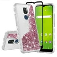 thumbnail image 1 of Liquid Glitter Phone Case for Cricket Icon 3 Case, At&t Motivate 2 Case, Cricket Splendor Case Cover w/Tempered Glass Screen Protector - Clear/Rose Gold, 1 of 5
