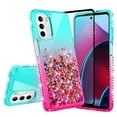 thumbnail image 1 of Liquid Quicksand Glitter Cute Phone Case for Moto G Stylus 5G (2022) Case for Girls Women Clear Bling Diamond Phone Case Cover - Teal/Pink, 1 of 5
