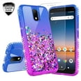 thumbnail image 1 of Liquid Glitter Phone Case for Cricket Debut/Vision 3/AT&T Calypso 1 & 2 (U318AA/U319AA) Case Cover w/Tempered Glass Screen Protector - Purple/Blue, 1 of 5