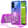 thumbnail image 1 of AT&T Radiant Max 5G Case / Fusion 5G Case / Cricket Dream 5G Case / Innovate 5G Case Ring Stand Liquid Glitter 360 Degree Protection Phone Case Cover w/Screen Protector - Purple/Blue, 1 of 6