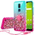 thumbnail image 1 of Liquid Quicksand Glitter Cute Phone Case for Cricket Icon 3 Case, At&t Motivate 2 Case, Cricket Splendor Phone Case Ring Kickstand for Girls Women Clear Bling Diamond Phone Case Cover - Pink/Teal, 1 of 5