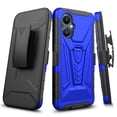 thumbnail image 1 of For T-Mobile OnePlus N20 5G Belt Clip Holster Kickstand Shock Proof Phone Case Cover with Tempered Glass Screen Protector - Blue, 1 of 6