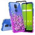 thumbnail image 1 of Spy Case for At&t Motivate 2 / Cricket Icon 3 / Splendor Case Liquid Glitter Fitted Phone Case Cover with Tempered Glass Screen Protector - Purple/Blue, 1 of 5