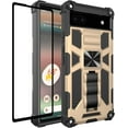 thumbnail image 1 of Ring Kickstand Phone Case for Google Pixel 6a w/Tempered Glass Screen Protector for Car Mount Hybrid Hard Shockproof Case - Gold, 1 of 6