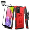 thumbnail image 1 of Galaxy A03s Case, Samsung Galaxy A03s 5G Belt Clip Holster Kickstand Shock Proof Phone Case with Tempered Glass Screen Protector - Red, 1 of 7