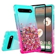 thumbnail image 1 of SPYCASE for Google Pixel 6A Case Liquid Quicksand Glitter Cute Phone Case Clear Bling Diamond Shock Protective Cover for Girls Women - Teal/Pink, 1 of 5