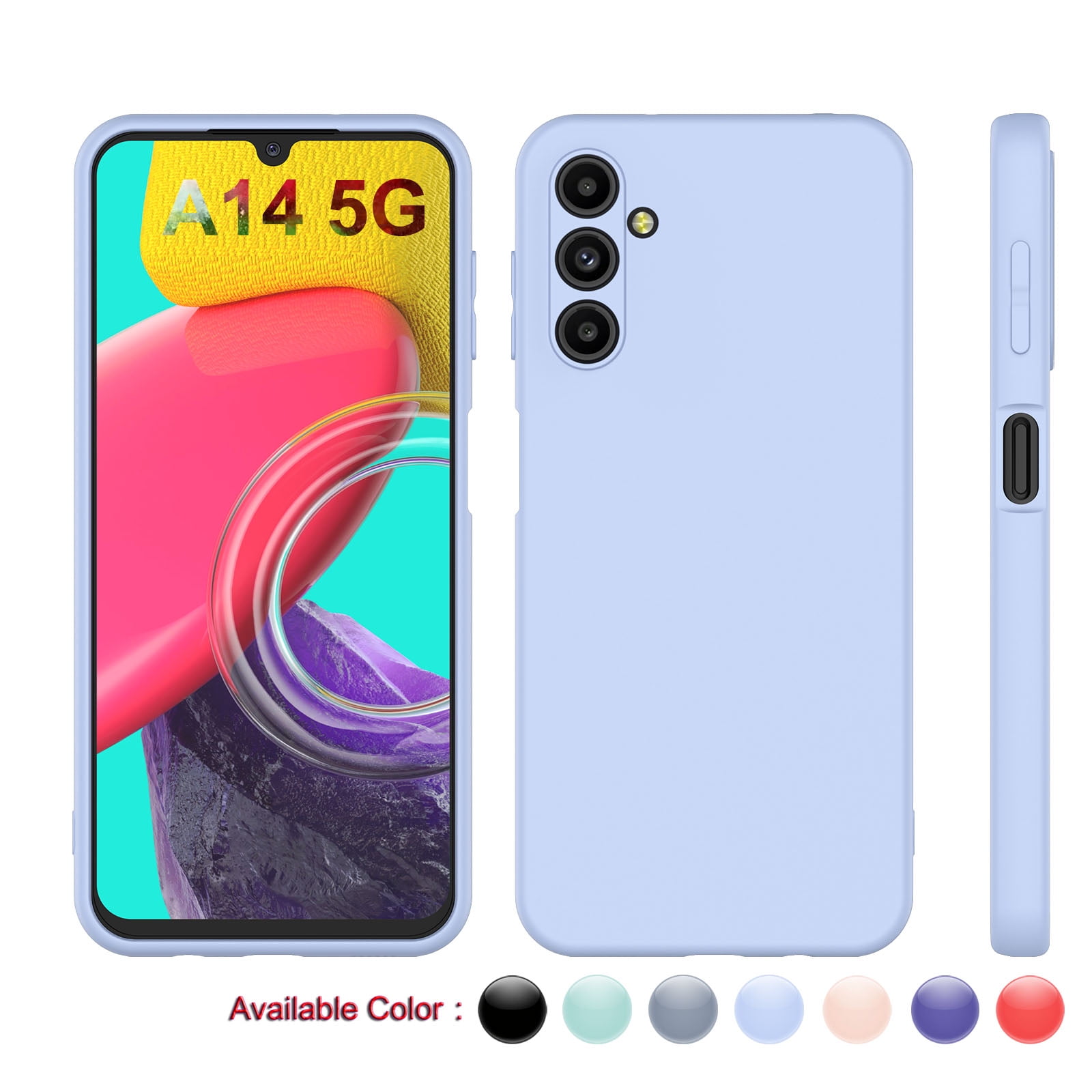 Cell Phone Cases For 6.6 Galaxy A14 5G, Njjex Liquid Silicone Gel Rubber  Shockproof Case Ultra Thin Fit Samsung A14 Case Slim Matte Surface Cover  For