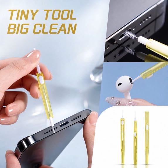 Cell Phone Cleaning Kit, Anti-Clogging Nylon Brush with Hook Tip Cleaner, Dust Lint Remover for Charging Port, Speaker, Earpiece, Laptop Keyboard Electronics Maintenance Tool