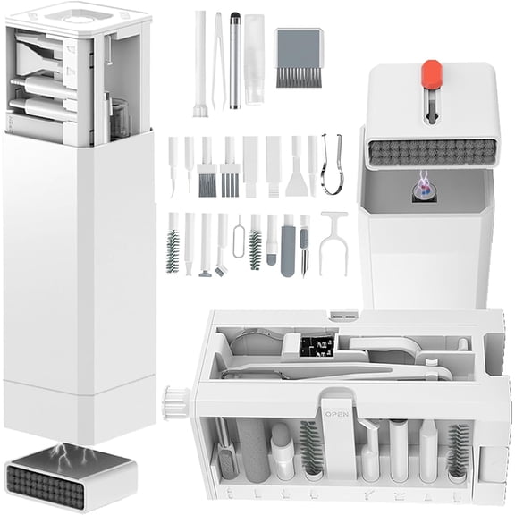Cell Phone Cleaning Kit iPhone Cleaning Kit for Charging Port Cleaner Keyboard Cleaning Kit for Airpods/Android/USB C/Earbuds/Laptop/iPad/Camera Lens with Stylus Pen (White)
