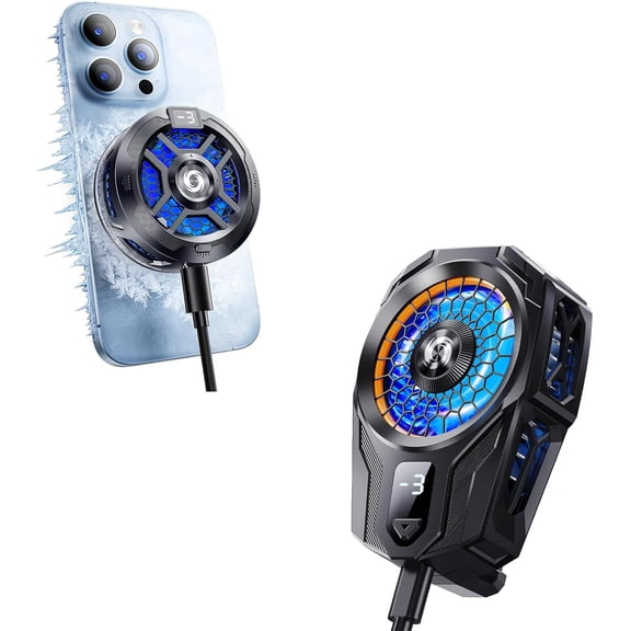 Cell Phone Cooler for Gaming, Mobile Cooling Fan with Supports DevicesPortable Radiator iPhone MagSafe Series/Android/Tablet/iPad,Semiconductor Heatsink Cooling,Live Streaming, Outdoor Vlog