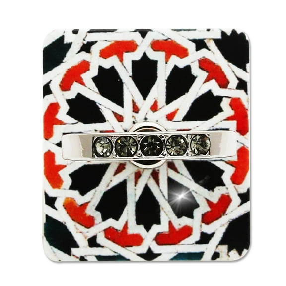 Cell Phone Finger Ring Holder & Grip with Luxury Oktant Crystal Universal Kickstand with 360° Rotation and 180° Flip Compatible with Most Smartphones (Red)