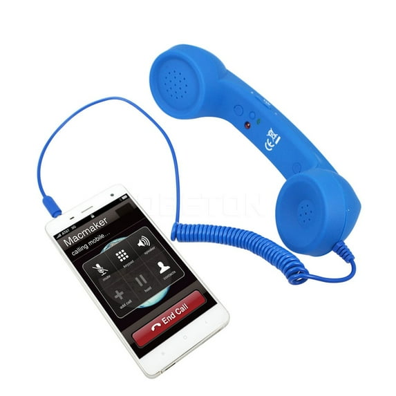 Cell Phone Handset, Retro Telephone Handset Anti Radiation Receivers 3.5MM for for iPhone Android Phones, Retro handset, Vintage handset, Retro Receiver, BLue