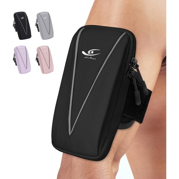 Cell Phone Holder Arm Bag & Wrist for Phone, Sports Running Armband Gym Cycling, Compatible with iPhone 16/16Pro/Plus/15/14 Galaxy All Phones, Reflective Adjustable ()