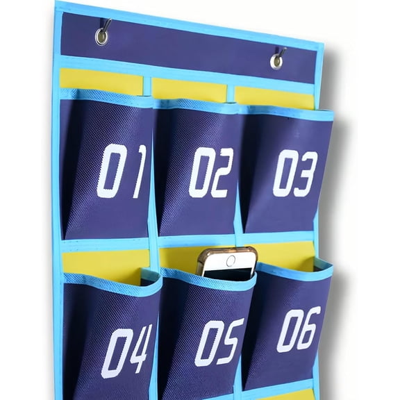 Cell Phone Holder for Classroom Calculator Hanging Organizer with 6 Pockets