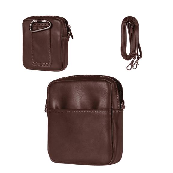 Cell Phone Holster Faux Leather Belt Loops Card Slots With Carabiner Shoulder Strap For Woman Man For Daily