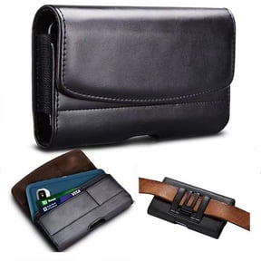 Cell Phone Holster, Men Horizontal Smartphone Holder Pouch Case with Card Holder Fit for iPhone 16e, 16, 16 Pro, 15, 15 Pro, 14, 14 Pro, 13, 13 Pro, 12, 12 Pro, Fit for Samsung Galaxy S25 S24 S23 S22