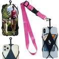 thumbnail image 1 of Cell Phone Lanyard Case with Polyester Lanyard & Silicone Cell Phone Holder by Gecko Travel Tech (Pink Neck - Black Diamond), 1 of 9