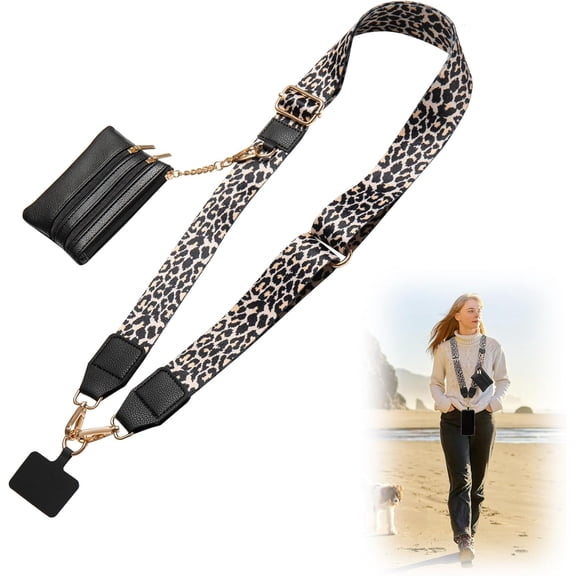 Cell Phone Lanyard Crossbody,Adjustable Cell Phone Strap with Wallet,Clip and Go Strap for Phone with Wallet Crossbody
