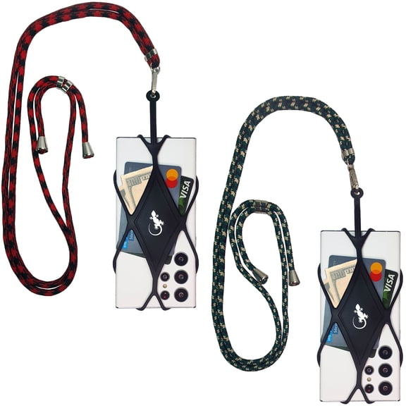Cell Phone Lanyard Crossbody - by Gecko Cell Phone Lanyards for Around The Neck Compatible with iPhone Neck Holder - Cell Phone Strap (2 Pack - Camo Set)