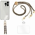 thumbnail image 1 of Cell Phone Lanyard Phone Crossbody Chain, Adjustable Phone Straps,Leather+Metal Shoulder Strap Phone Chain with Phone Tether Patches Compatible with Most Phones Bag Purse, 1 of 5