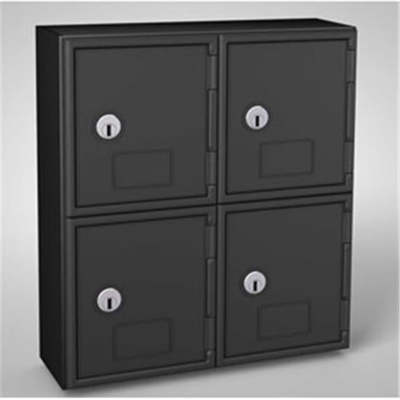 Cell Phone Locker 4 Door with Key Lock - Black - 11 x 4 x 12.5 in.