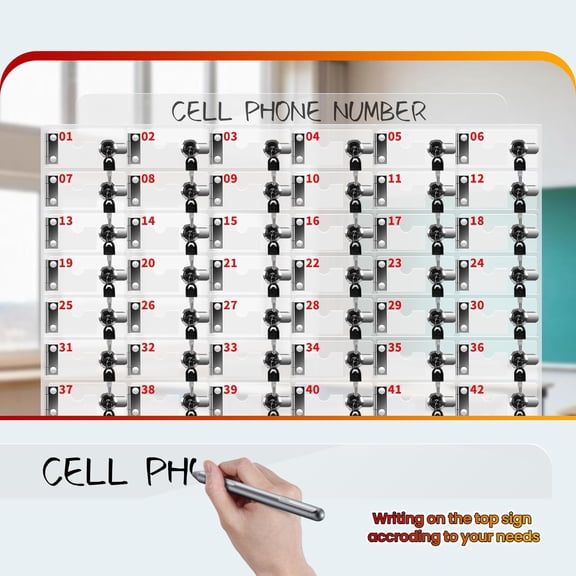 Cell Phone Locker 60Slots, Wall-Mounted Cell Phone Lock Box with Keys, Acrylic Cell Phone Storage Locker for Employees Office Classroom Gym, Clear Cell Phone Locker Cabinet for Storage