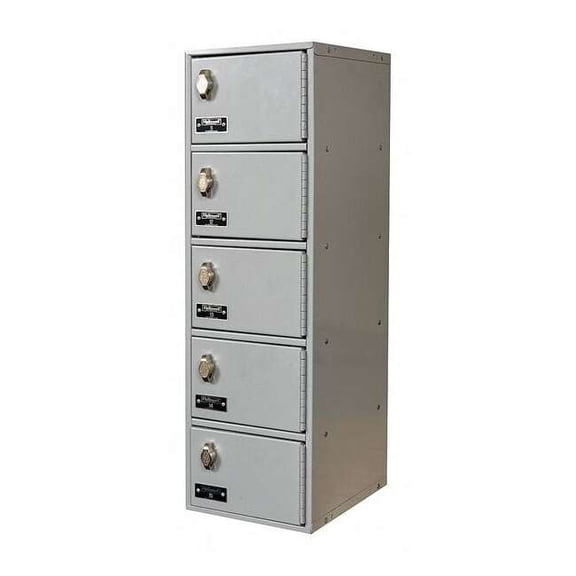 Cell Phone Locker, 9 in W, 12 in D, 30 1/2 in H, (1) Wide, (5) Tier, Light Gray