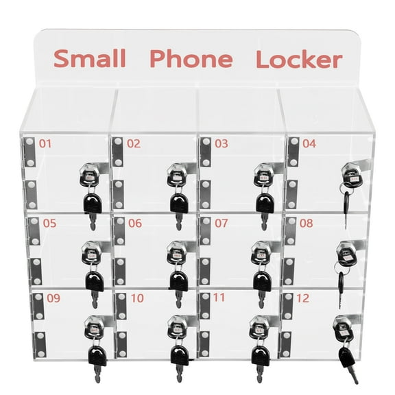 Cell Phone Lockers with Clear Acrylic Design, High Safety with Separate Keys for Each Slot, Digital Code for Easy Management, Freestanding or Wall-Mounted  Durable, Drop-Resistant