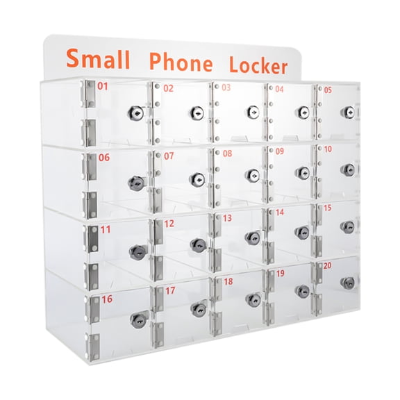 Cell Phone Lockers with Transparent Acrylic Design, High Safety with Separate Keys, Easy to Manage, Freestanding or Wall-Mounted, Durable and Drop-Resistant