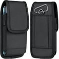 thumbnail image 1 of Cell Phone Pouch Nylon Belt Holster Case Compatible with iPhone 15, 15 Pro, 14 Pro, 14, 12, 12 Pro, 11, 11 Pro, 13, 13 Pro, XR, Samsung Galaxy S20 S21 S22 S23 S10 S9, Black – L, 1 of 8