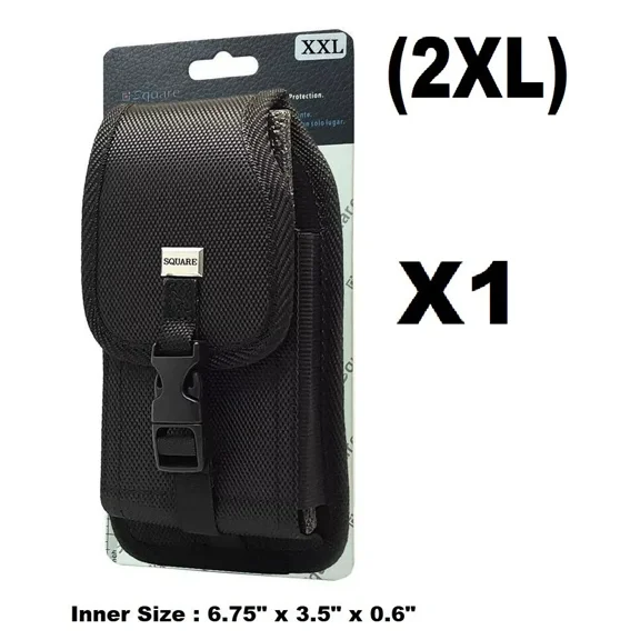 Cell Phone Pouch with Metal Clip Belt Loop Holster, Vertical, Rugged Finish, 2XL Size, Local Seller