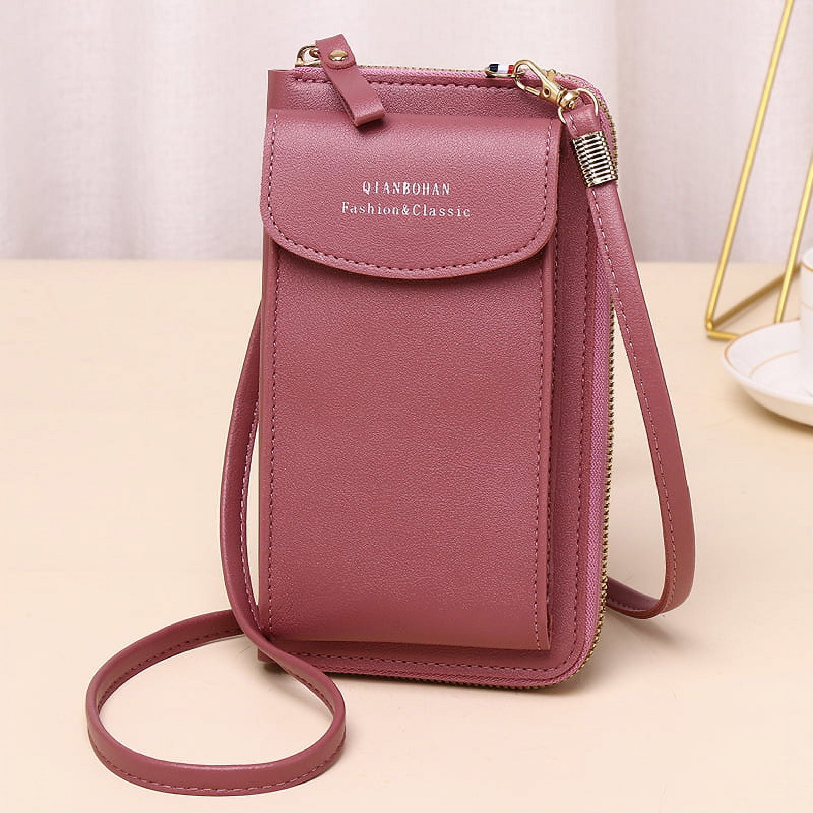 Buy GUSTAVE® Pink Mini Wallet Shoulder Small Crossbody Phone Bag for Women  with Earphone Cable Hole Wallet Clutch Bag for Women at