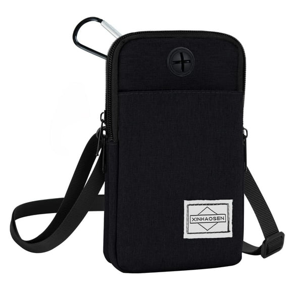 Cell Phone Purse Waist Pack Bag Travel Crossbody Bag Wristband Sport Armband Wallet with Removable Shoulder Strap (Black)