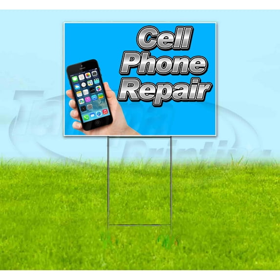 Cell Phone Repair (18" x 24") Yard Sign, Includes Metal Step Stake