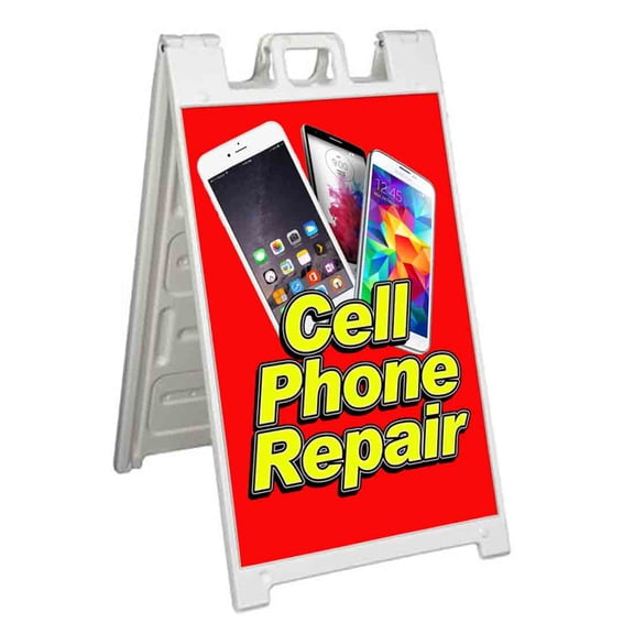 Cell Phone Repair (24" X 36") Standard A-Frame Signicade, Includes Decal Applied To Stand