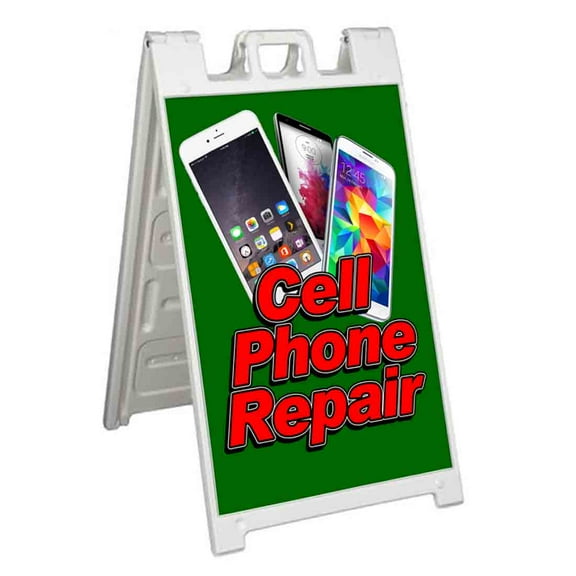 Cell Phone Repair (24" X 36") Standard A-Frame Signicade, Includes Decal Applied To Stand