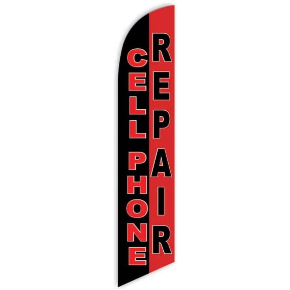 Cell Phone Repair Black/Red Advertising Feather Flag 12ft - Replacement Flag Only Without Poleset
