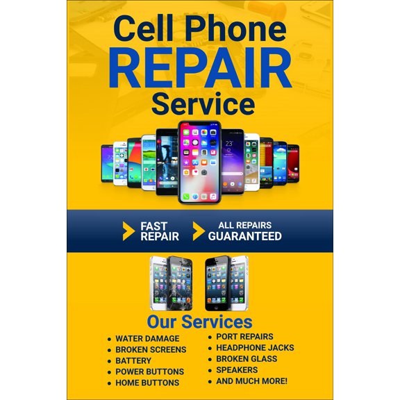 Cell Phone Repair Service Advertising Poster Sign