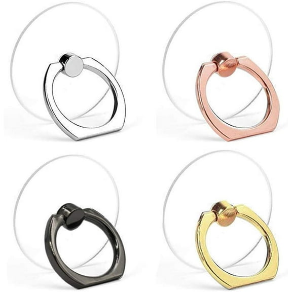Cell Phone Ring Holder, 4PCS 360 Degree Rotation and 180 Flip Transparent Finger Ring Stand Holder Kickstand Compatible with Most of Smartphones Tablet and Phone Case (Round)